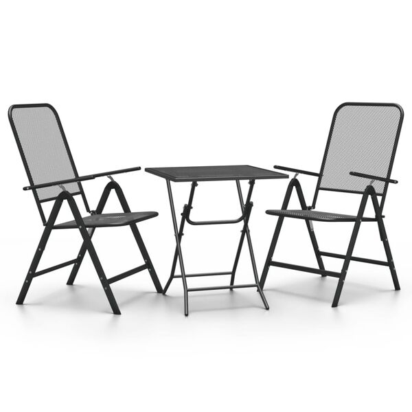 vidaXL 3 Piece Garden Dining Set Expanded Metal Mesh Anthracite