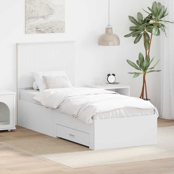 vidaXL Bed Frame White and Silver 70 x 190 cm Engineered Wood