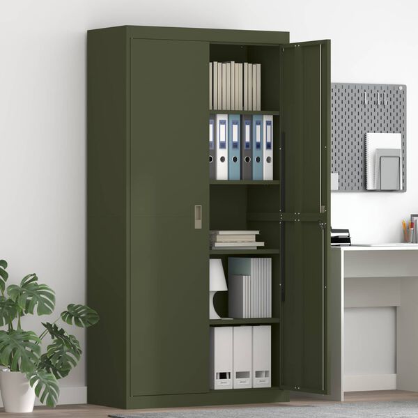 vidaXL Storage Cabinet 2 pcs Olive Green 90 x 40 x 180 cm Steel