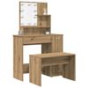 vidaXL Dressing Table Set with LED Old Wood Engineered Wood