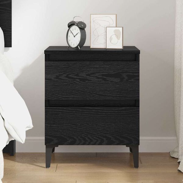 vidaXL Bedside Cabinet Black oak 40 x 35 x 50 cm Engineered wood