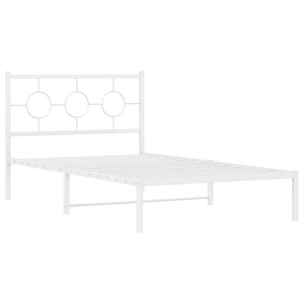 vidaXL Metal Bed Frame without Mattress with Footboard White 107x203cm