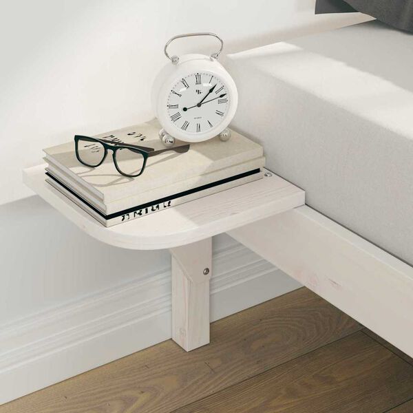 vidaXL Bed Frame with Side Tables White 200 x 210 cm Solid Pine Wood