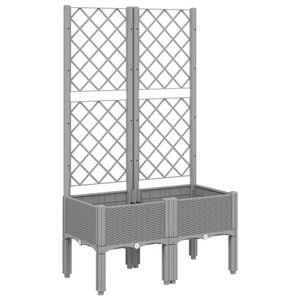 vidaXL Garden Planter with Trellis Light Grey 80x40x142 cm PP