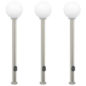 vidaXL Bollard Lights with Sensor&Outlet 3 pcs 120 cm