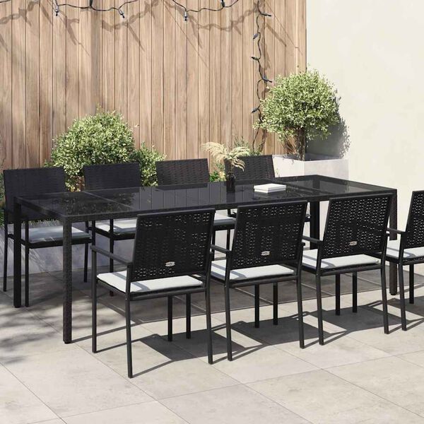 vidaXL Garden Dining Table Pure Black 250 x 100 x 75 cm Poly Rattan