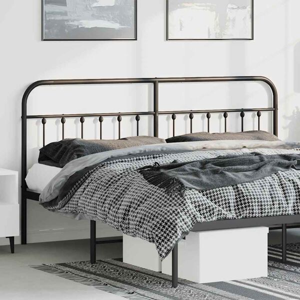 vidaXL Metal Headboard Black 180 cm