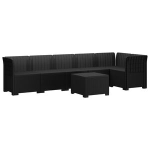 vidaXL 6-Seater Garden Sofa Rattan Look PP Anthracite