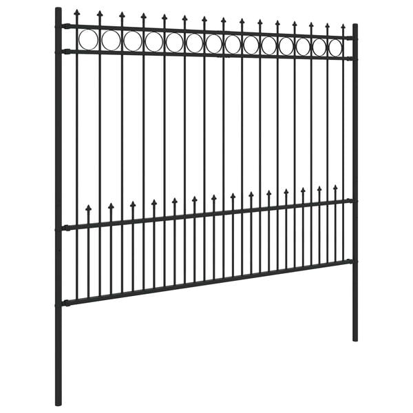 vidaXL Spike Ring Fence Black 200 x 200 cm Powder-Coated Steel