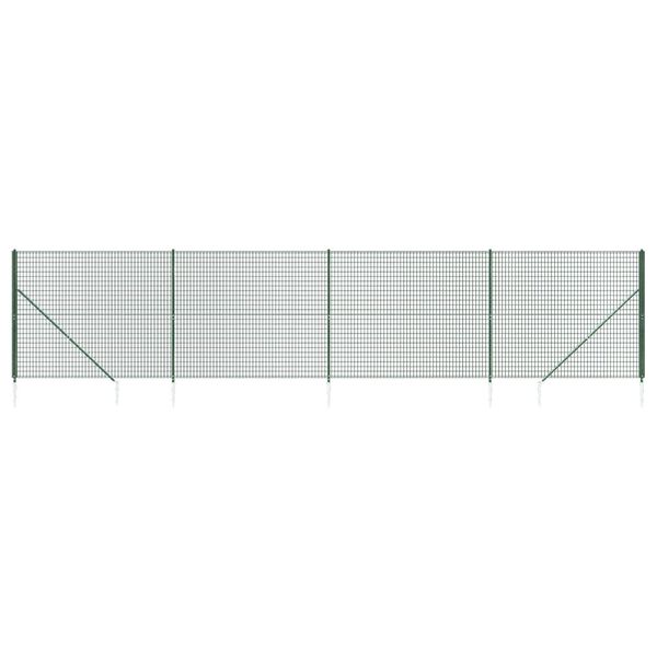 vidaXL Wire Mesh Fence with Spike Anchors Green 2.2x10 m