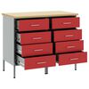 vidaXL Work Cabinet with Drawer 2 pcs Red and Grey 100 x 55 x 85 cm