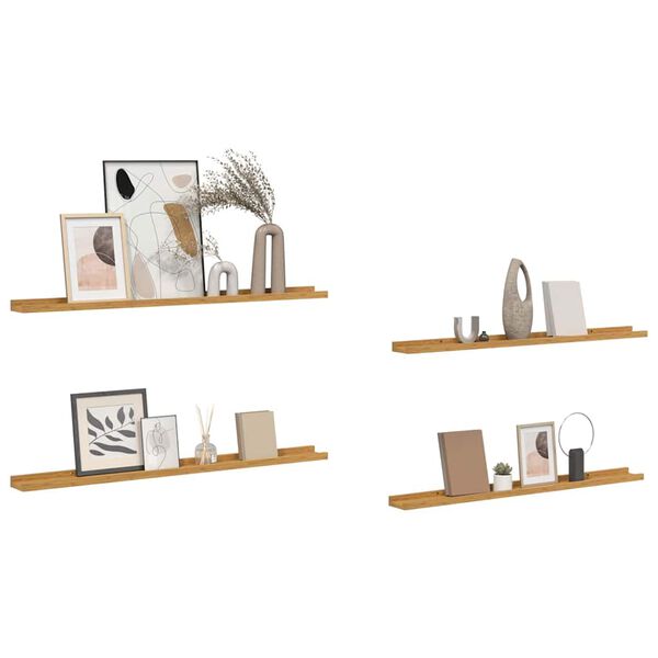 vidaXL Wall Shelf 4 pcs Beige 100 x 9 x 3 cm Engineered Wood
