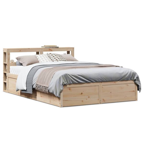 vidaXL Bed Frame with Headboard 140x200 cm Solid Wood Pine