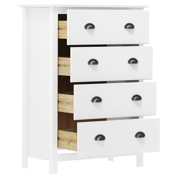 vidaXL Sideboard Hill with 4 Drawers 79x40x110 cm Solid Pine Wood
