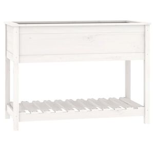 vidaXL Planter with Shelf White 111.5x54x81 cm Solid Wood Pine