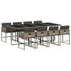 vidaXL 9 Piece Garden Dining Set with Cushions Grey Poly Rattan