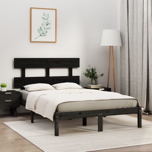vidaXL Bed Frame without Mattress Black 200x200 cm Solid Wood