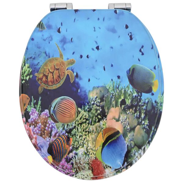 vidaXL Soft-Close Toilet Seat Deep Sea Blue 44 x 38 cm MDF board