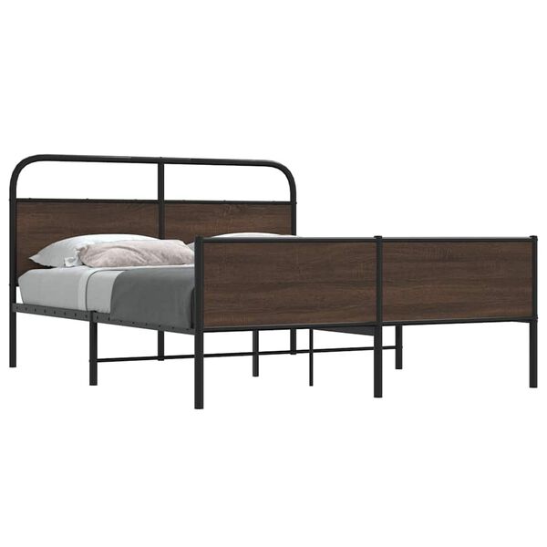 vidaXL Metal Bed Frame without Mattress Brown Oak 150x200 cm King Size