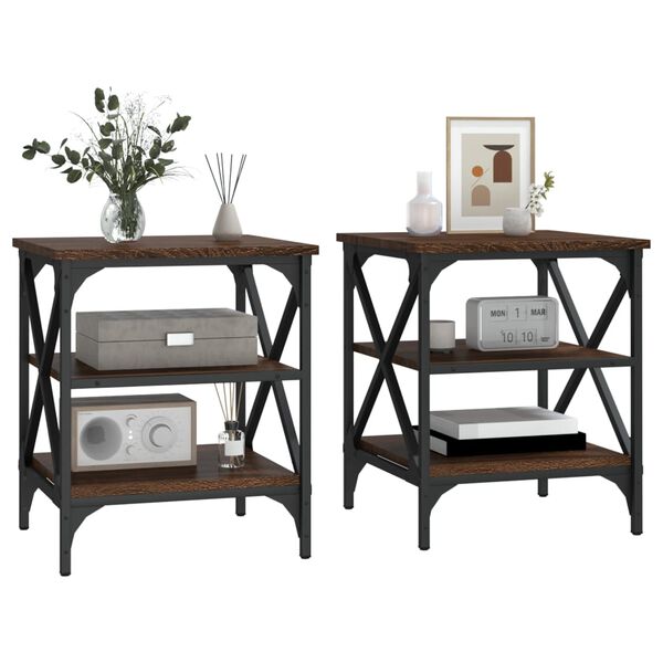 vidaXL Side Tables 2 pcs Brown Oak 40x42x50 cm Engineered Wood