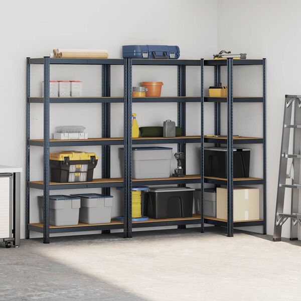 vidaXL 5-Layer Heavy-duty Shelves 3 pcs Anthracite Steel&Engineered Wood