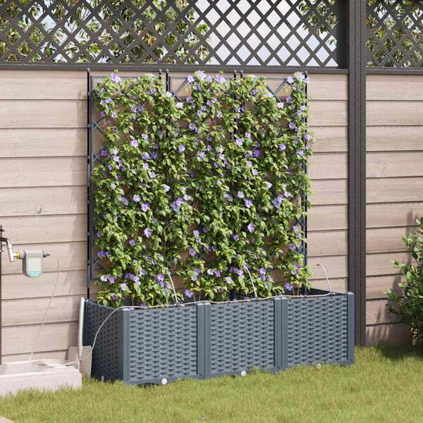 vidaXL Garden Planter 3 pcs LiGht Grey Steel