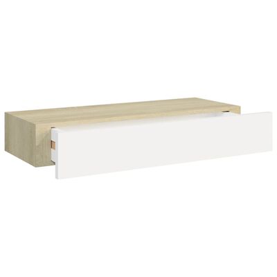vidaXL Wall Drawer Shelves 2 pcs Oak and White 60x23.5x10cm MDF