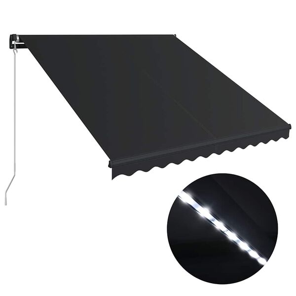 vidaXL Manual Retractable Awning with LED 350x250 cm Anthracite