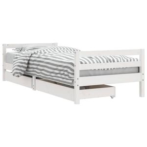 vidaXL Kids Bed Frame with Drawers White 90x200 cm Solid Wood Pine