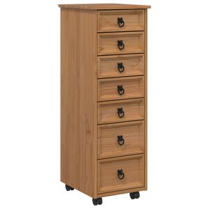 vidaXL Rolling Cabinet with Drawers CORONA Honey Brown