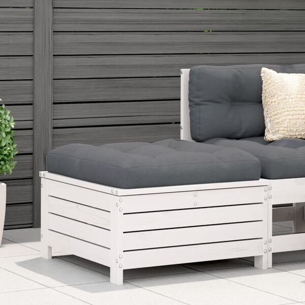 vidaXL Garden Footstool White 62x63.5x32 cm Solid Wood Pine