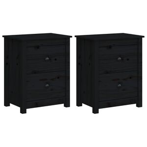 vidaXL Bedside Cabinets 2 pcs Black 50x35x61.5 cm Solid Wood Pine
