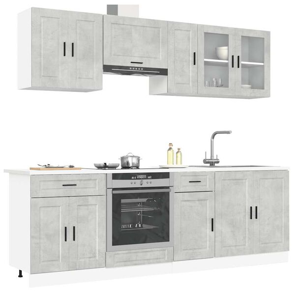 vidaXL 8 Piece Kitchen Cabinet Set Porto Concrete Grey Engineered Wood