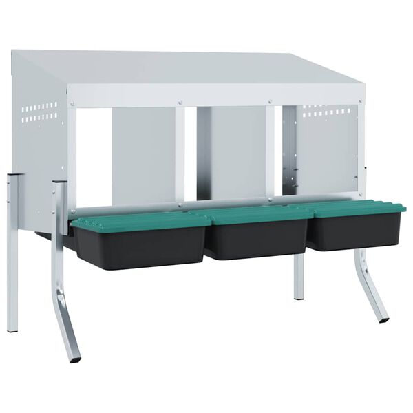 vidaXL Chicken Nesting Box 3 Compartments with Legs Galvanised Steel