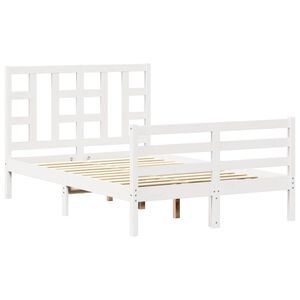 vidaXL Bed Frame without Mattress White Small Double Solid Wood Pine