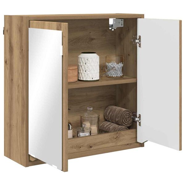 vidaXL Bathroom Mirror Cabinet with Shelf Artisan Oak 60 x 20 x 60 cm