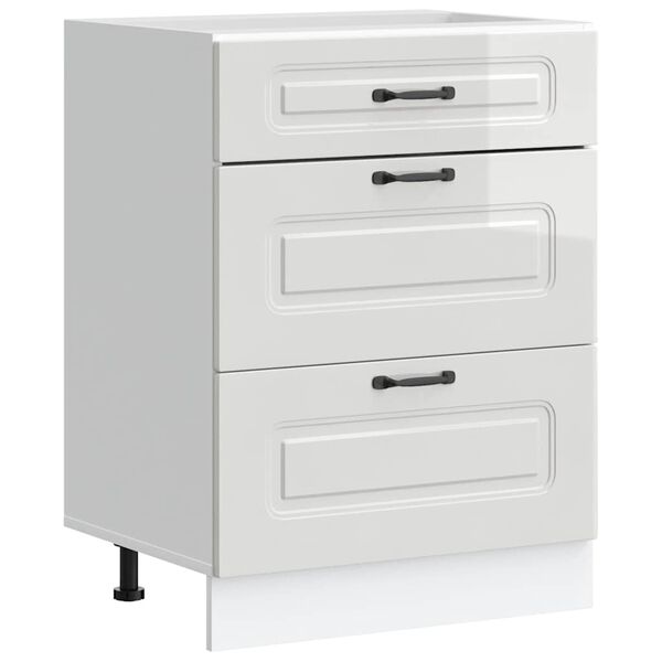 vidaXL Kitchen Base Cabinet "Kalmar" High Gloss White Engineered Wood