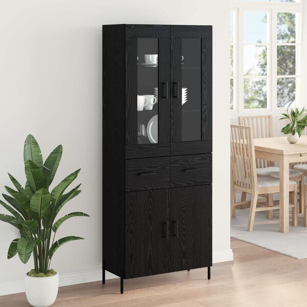 vidaXL Highboard Black Oak 69.5 x 34 x 180 cm Engineered Wood