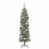 vidaXL Artificial Slim Christmas Tree Green and White 180 cm