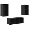 vidaXL TV Cabinet Set 3 pcs Black Oak Engineered Wood