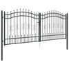 vidaXL Fence Gate with Spear Top with Lock Grey 305 x 125 cm Steel