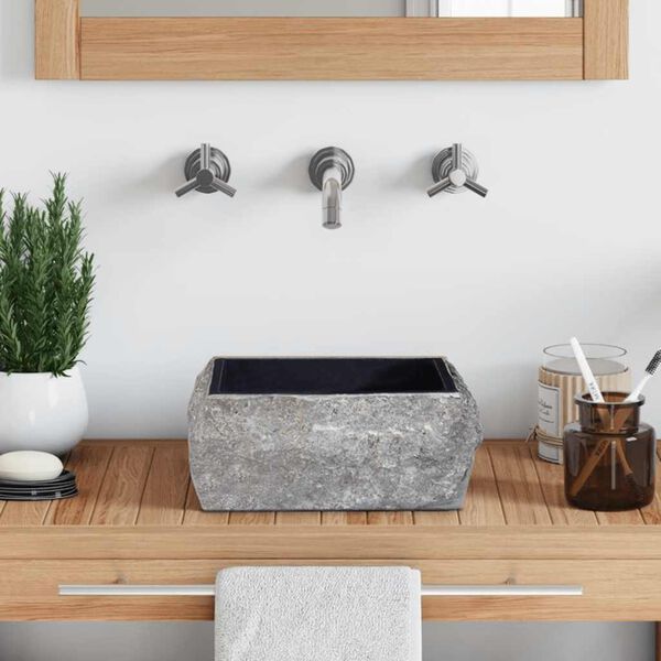 vidaXL Sink Black 30x30x13 cm Marble