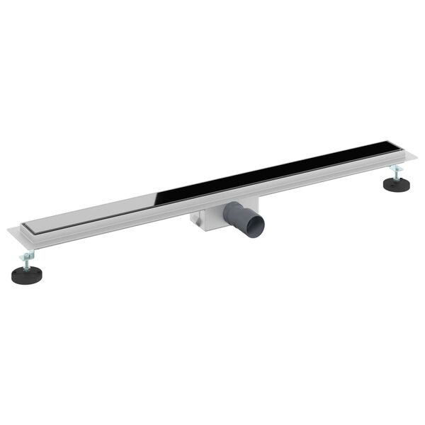 vidaXL Shower Drain with Glass Cover Black 90 cm Stainless Steel 304