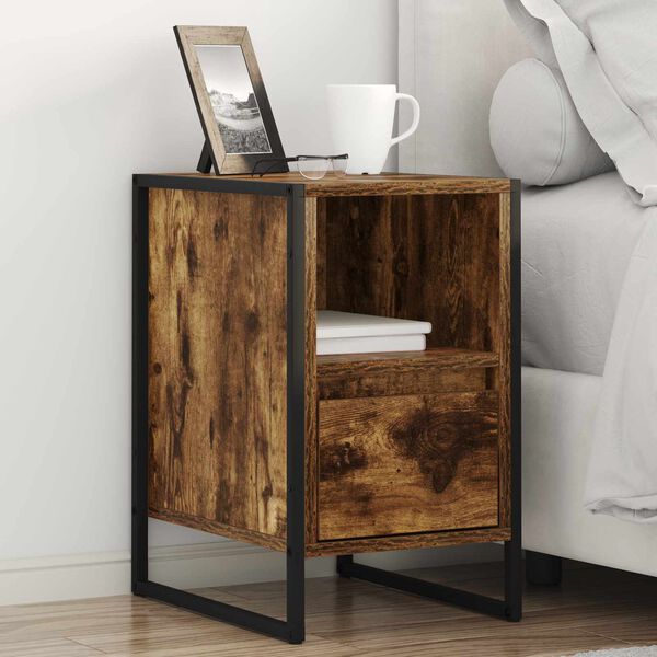 vidaXL Bedside Table Smoke Oak 39.5 x 30 x 50 cm Engineered Wood