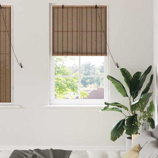 vidaXL Roller Blind with Curtains Manual Brown 80 x 160 cm Bamboo
