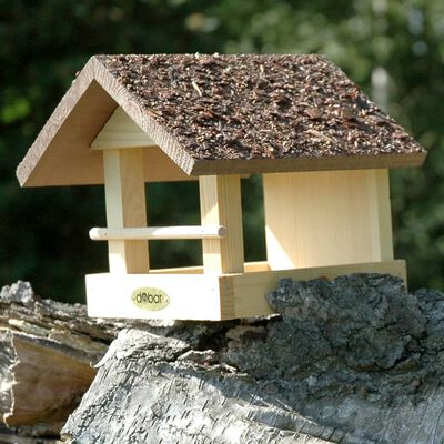 dobar Bird Feeder House-shaped with Bark Roof Natural and Brown