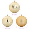 vidaXL Christmas Bauble Set XXL 3 pcs Gold Plastic