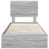 vidaXL Storage Bed with Drawer Grey Sonoma 90 x 200 cm Engineered Wood