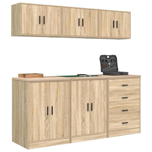 vidaXL Garage Cabinets 6 pcs Sonoma Oak Engineered Wood