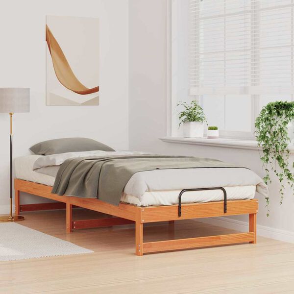 vidaXL Bed Frame Brown 80 x 220 cm Solid Pine Wood